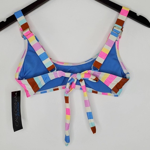 California Waves Striped Ring Bralette Bikini Top - Picture 2 of 3